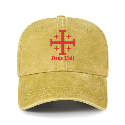 Heritage Washed Cap - Jerusalem Cross Deus Vult