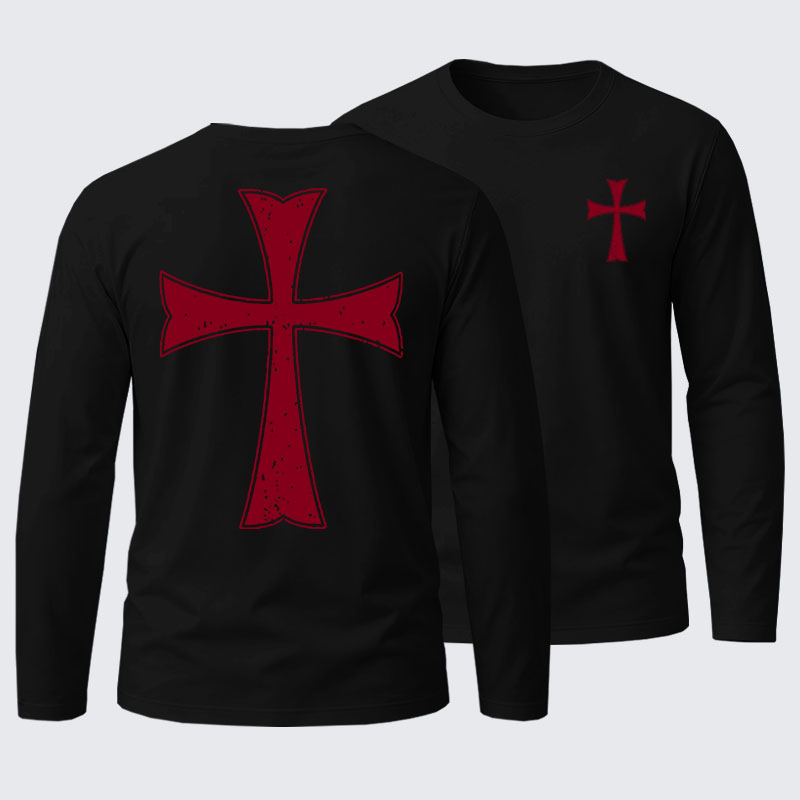 Knights Templar Crusader Cross Cotton Long Sleeve T-Shirt