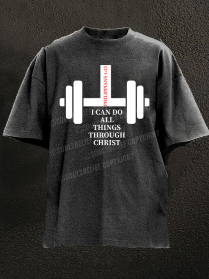 Fitness Philippians 4 : 13 Christian Washed T-Shirt