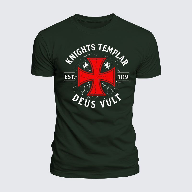 Luxe Mercerized Cotton Tee - Knights Templar Deus Vult