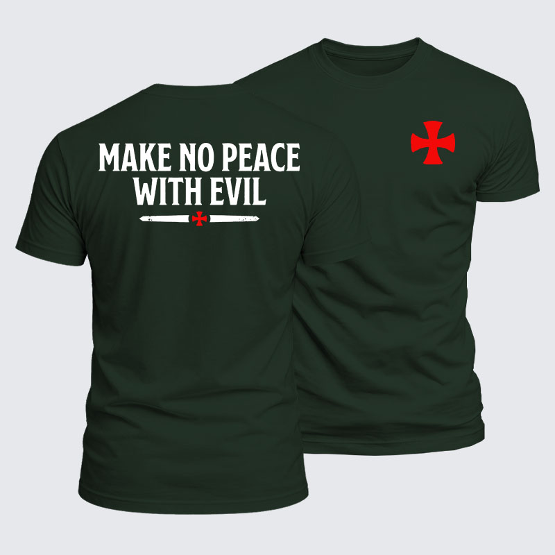 Luxe Mercerized Cotton Tee - Make No Peace with Evil Knight Templar Cross