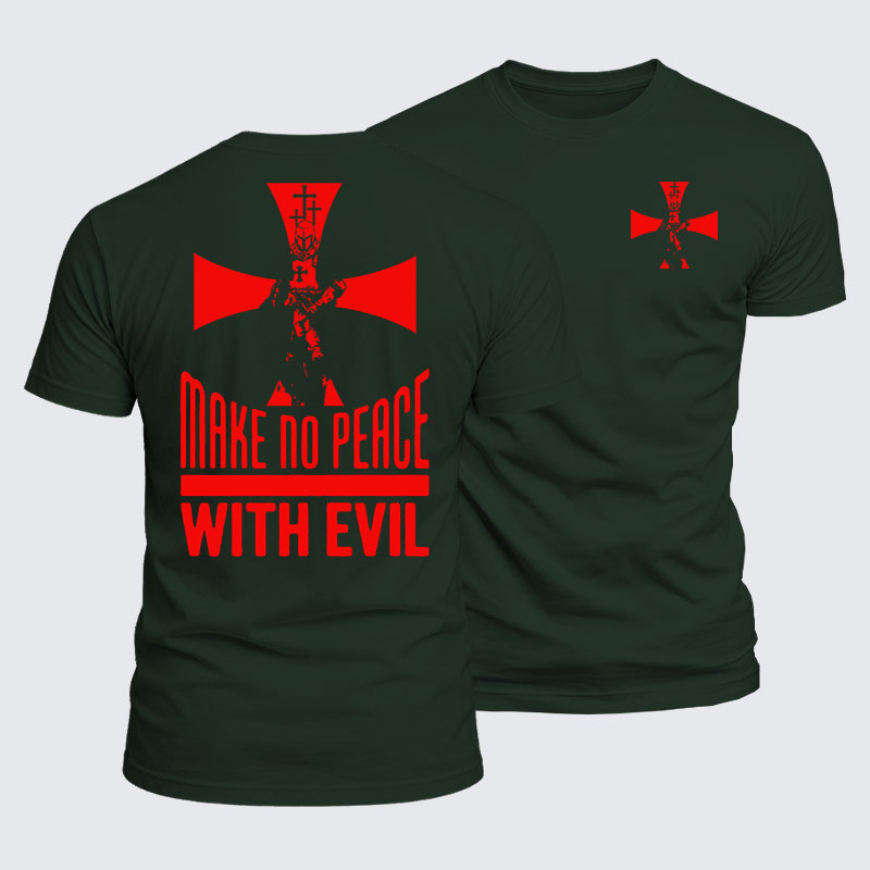 Luxe Mercerized Cotton Tee - Make No Peace with Evil Knight Templar Cross