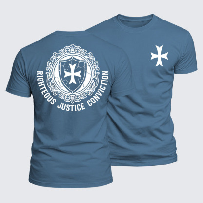 Luxe Mercerized Cotton Tee - Templar Virtues of the Knights Templar Shield