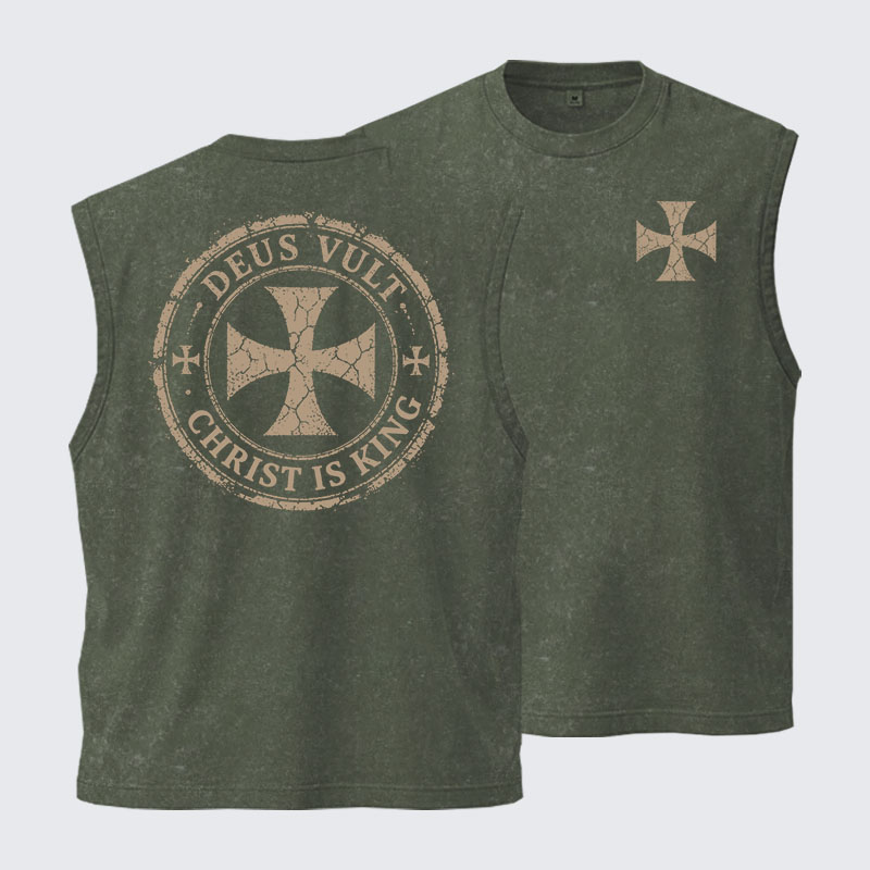 Washed Tank Top - Deus Vult Christ Is King
