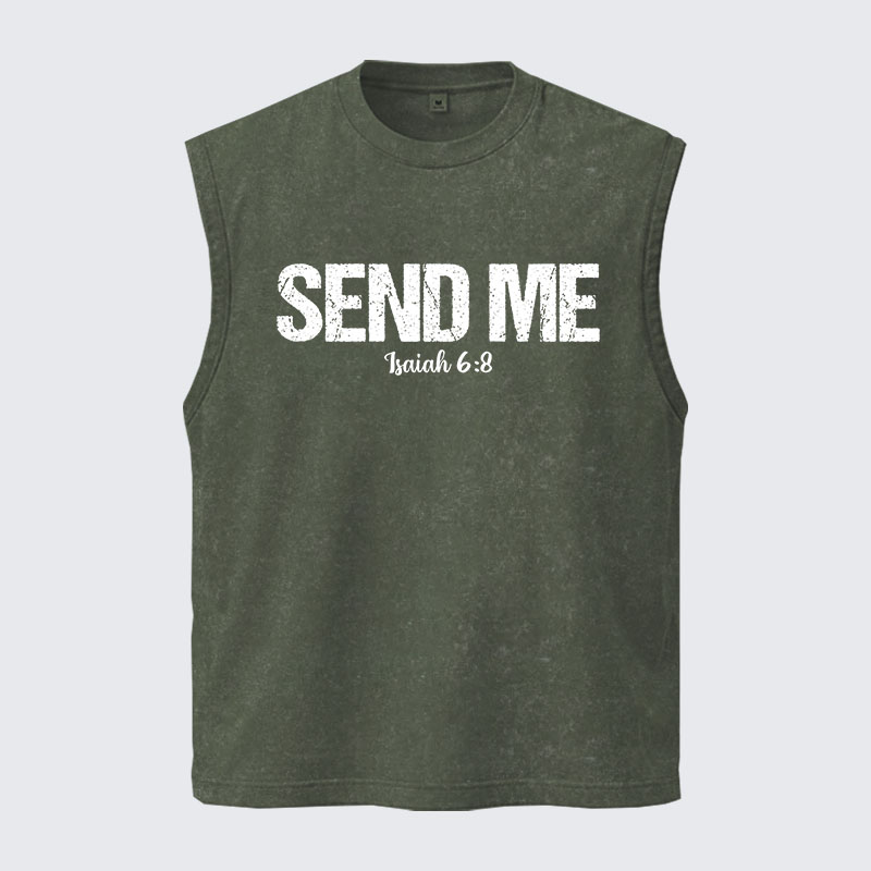 Washed Tank Top - Isaiah 6:8 - SEND ME