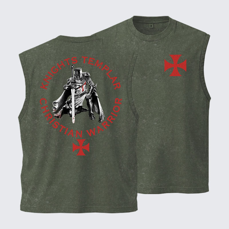 Washed Tank Top -  Knights Templar Templar Cross Crusader Knight