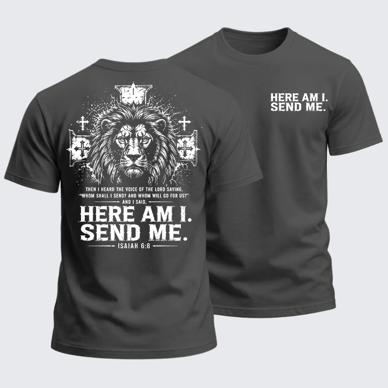Heavyweight Cotton Tee - Here I Am Send Me Isaiah 6:8
