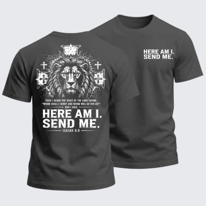 Heavyweight Cotton Tee - Here I Am Send Me Isaiah 6:8