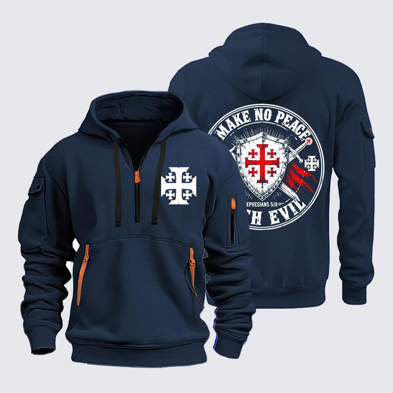 Zipper Hoodies - Make No Peace with Evil Knight Templar Jerusalem Cross