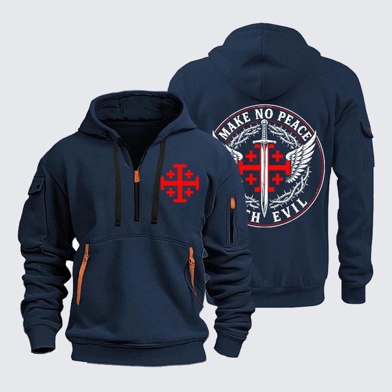 Zipper Hoodies - Make No Peace with Evil Jerusalem Cross