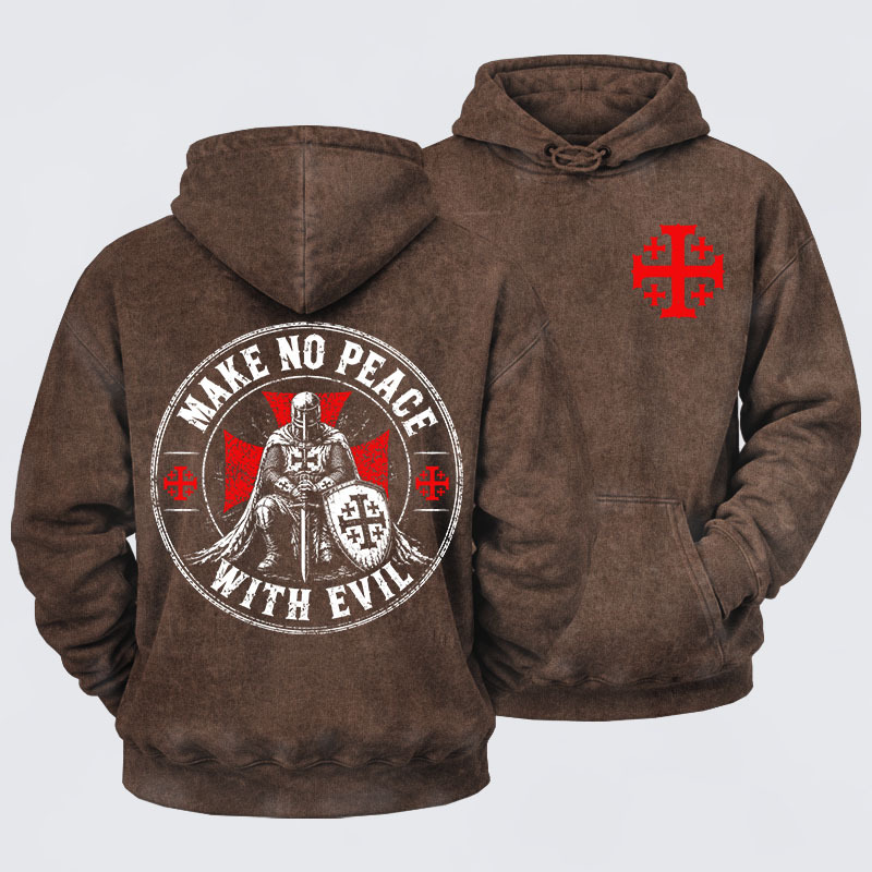 Washed Hoodie - Make No Peace With Evil