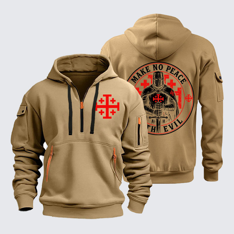 Zipper Hoodies - Make No Peace with Evil Knight Templar Jerusalem Cross