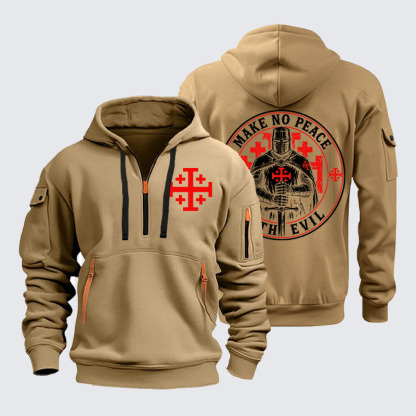 Zipper Hoodies - Make No Peace with Evil Knight Templar Jerusalem Cross