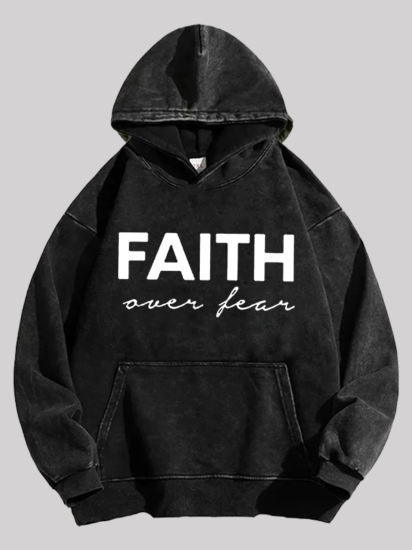 Faith over Fear Jesus God Christian Washed Hoodie