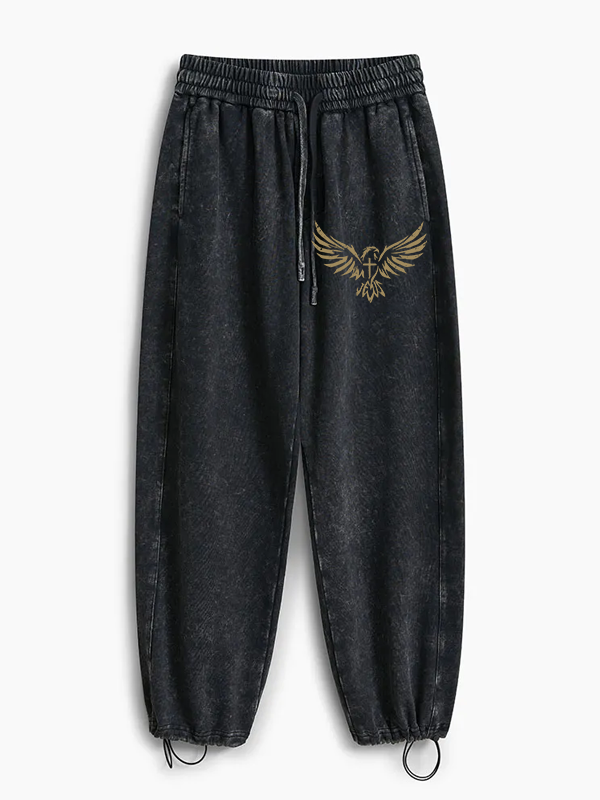 Wings Like Eagles Jesus God Christian Washed Sweatpants