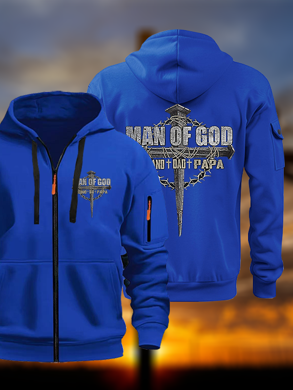 Man Of God Husband Dad PaPa Jesus God Christian Zipper Hoodies