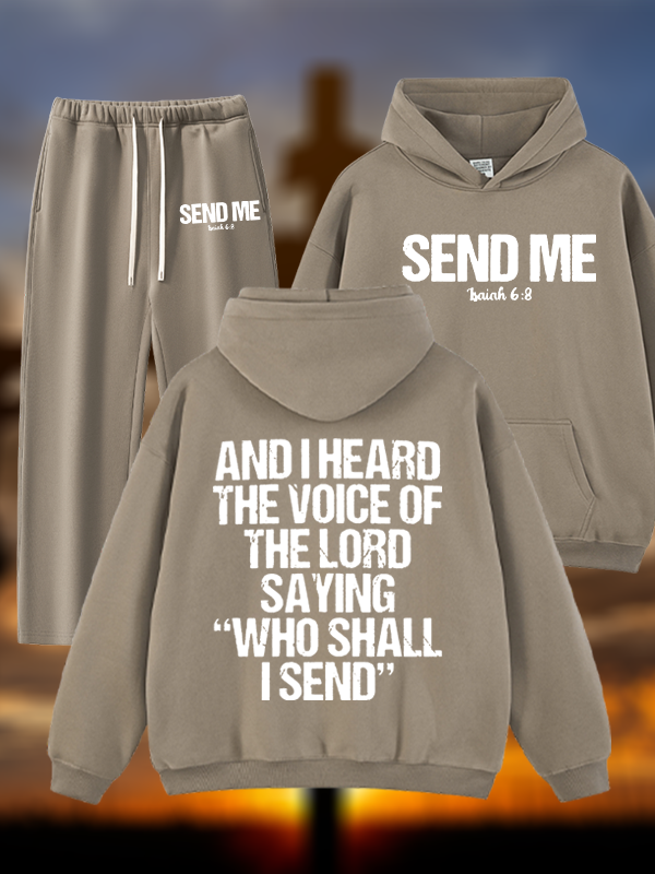 Send Me Isaiah 6:8 Jesus God Christian Plush Fleece-Lined Hoodie Set