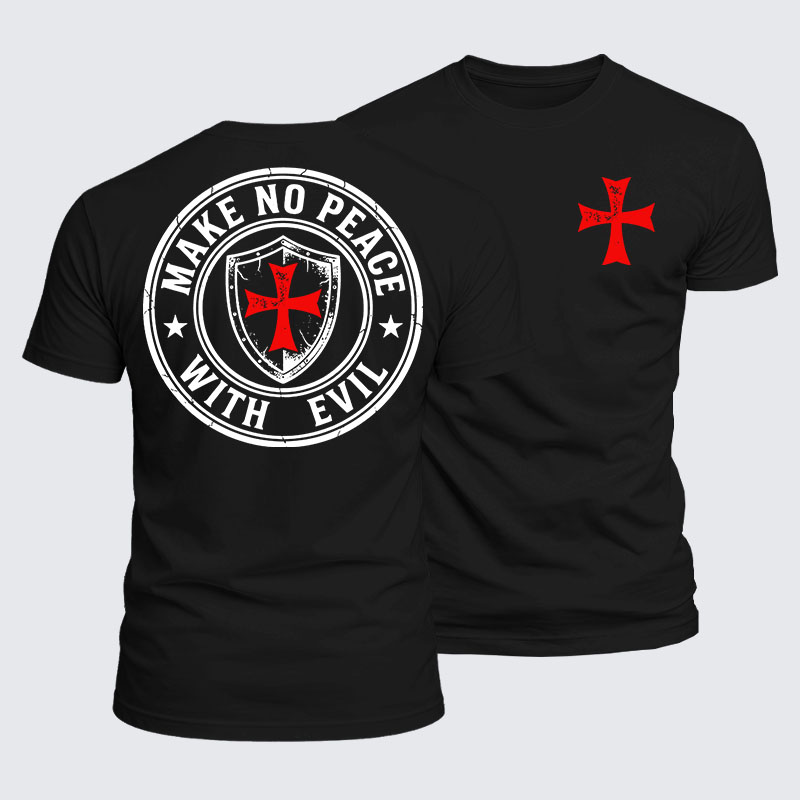 Luxe Mercerized Cotton Tee -  Make No Peace with Evil Knight Templar Jerusalem Cross