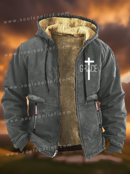 Grace Cross Jesus God Christian Zipper Hooded Jacket
