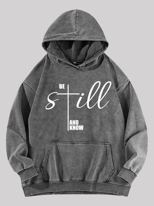 Be Still And Know Cross Jesus God Christian Washed Hoodie