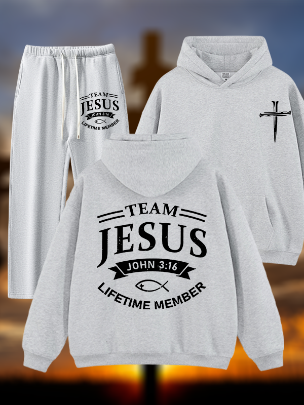 Jesus Team Jesus God Christian Plush Fleece-Lined Hoodie Set