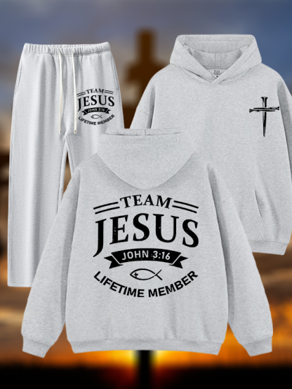 Jesus Team Jesus God Christian Plush Fleece-Lined Hoodie Set