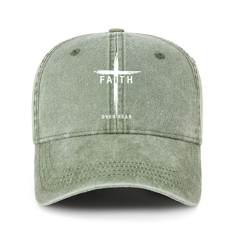 Heritage Washed Cap - Faith Over Fear Cross