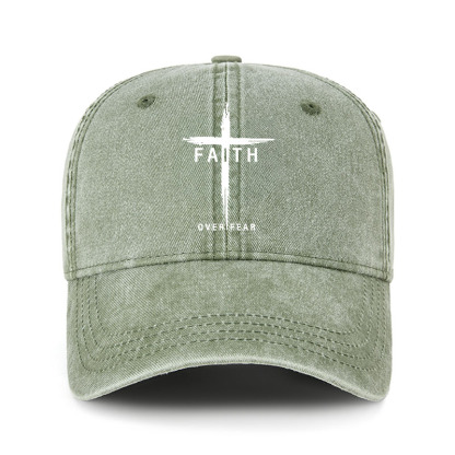 Heritage Washed Cap - Faith Over Fear Cross