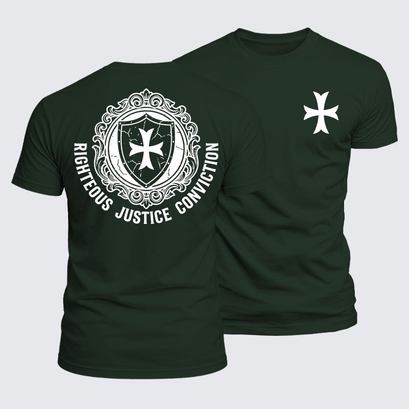 Luxe Mercerized Cotton Tee - Templar Virtues of the Knights Templar Shield