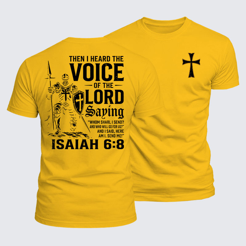 Luxe Mercerized Cotton Tee - Voice of the Lord Isaiah 6:8 Knight Warrior