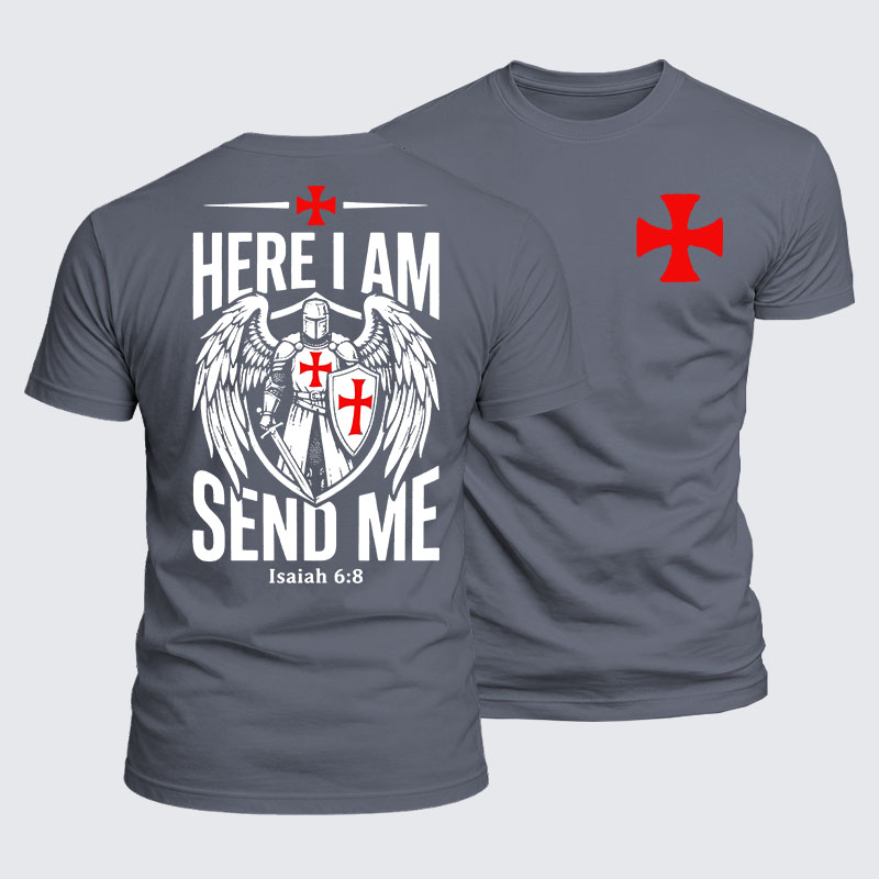 Luxe Mercerized Cotton Tee - Here I Am Send Me Knight Templar Crusader