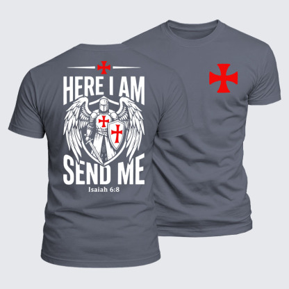 Luxe Mercerized Cotton Tee - Here I Am Send Me Knight Templar Crusader