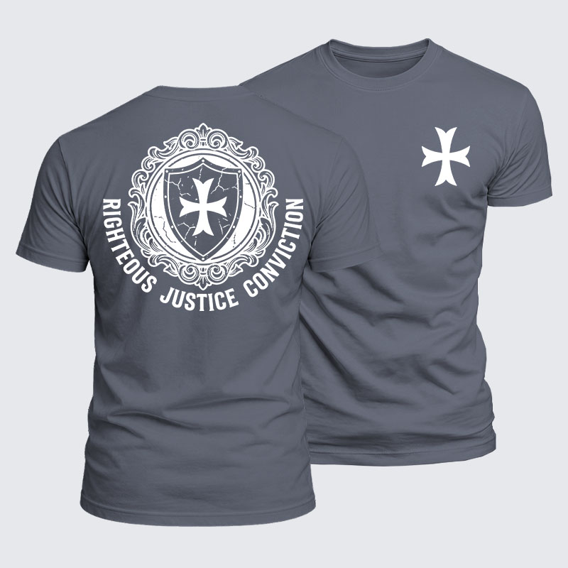Luxe Mercerized Cotton Tee - Templar Virtues of the Knights Templar Shield