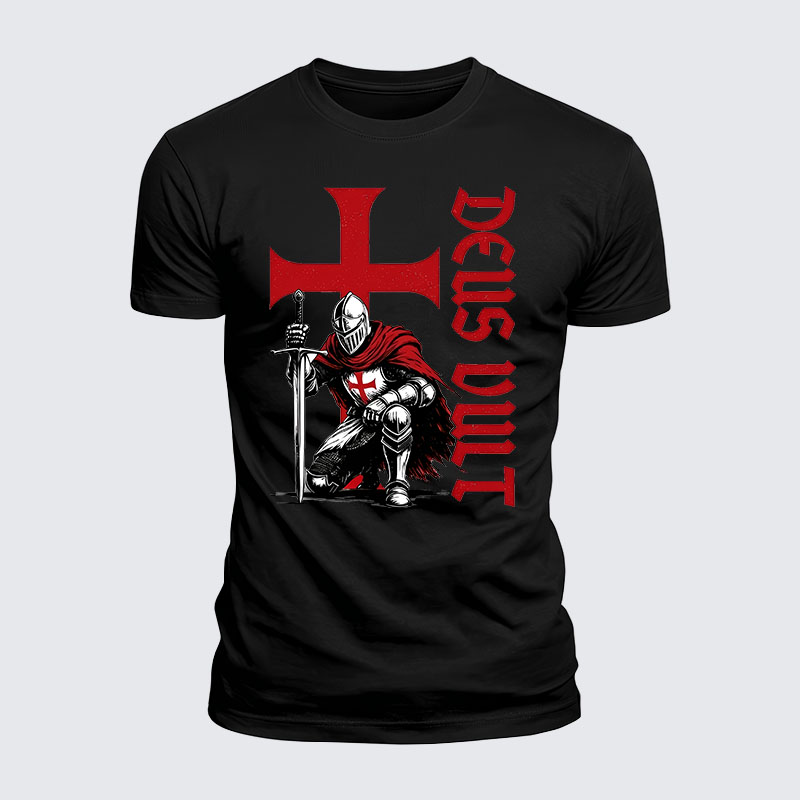 Luxe Mercerized Cotton Tee - Templar Knight Crusader Deus Vult