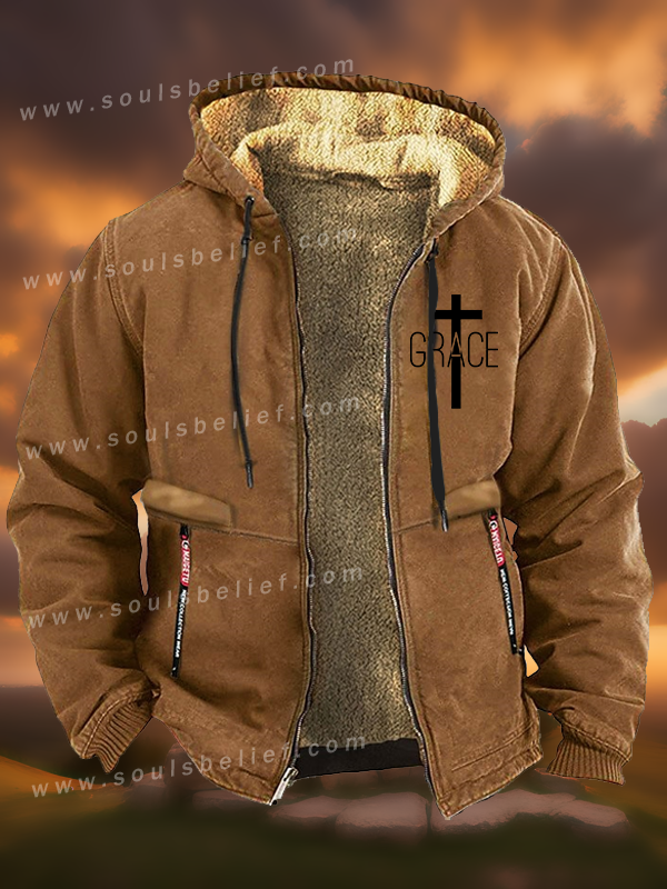 Grace Cross Jesus God Christian Zipper Hooded Jacket