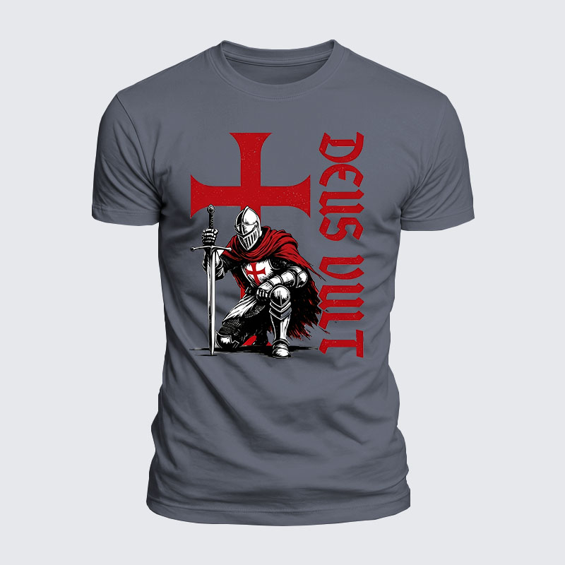 Luxe Mercerized Cotton Tee - Templar Knight Crusader Deus Vult