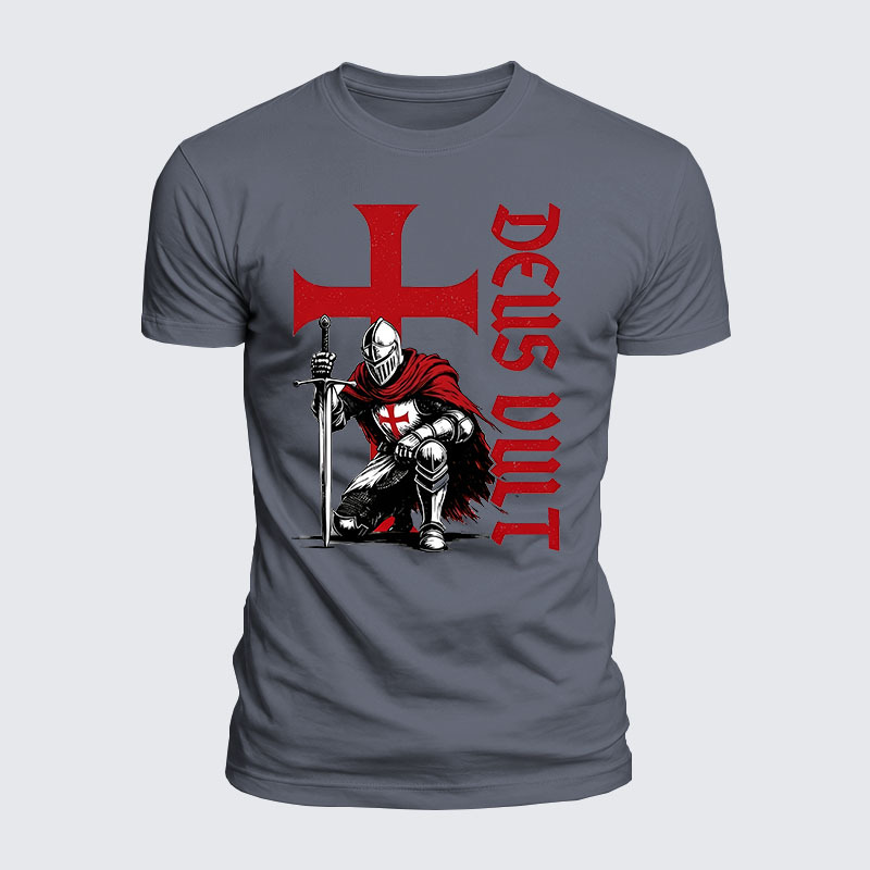 Luxe Mercerized Cotton Tee - Templar Knight Crusader Deus Vult