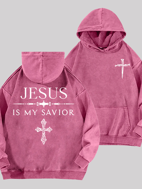 Jesus Is My Savior Jesus God Christian Washed Hoodie