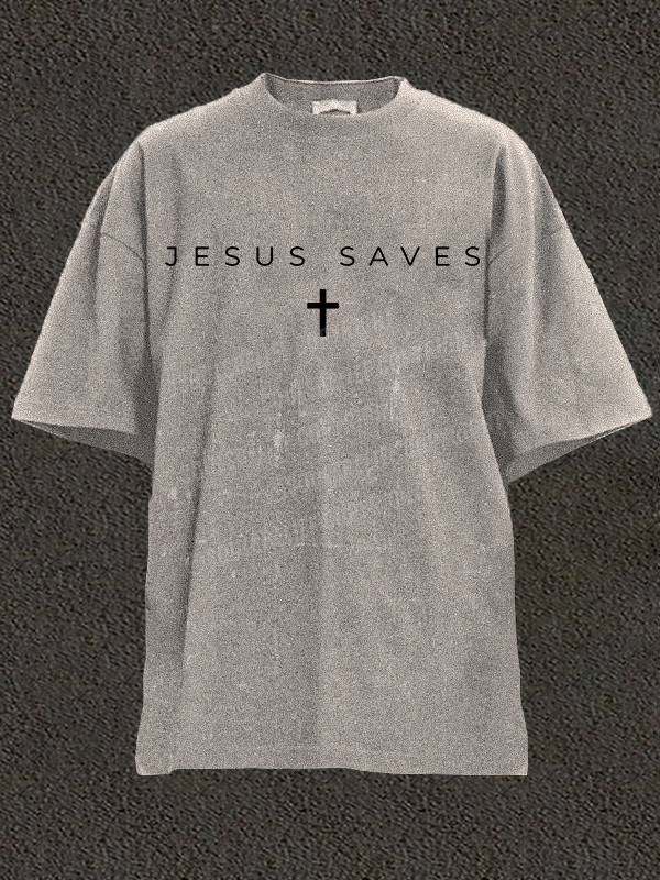 Jesus Saves Christian Washed T-Shirt