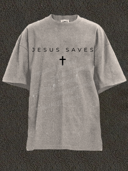 Jesus Saves Christian Washed T-Shirt