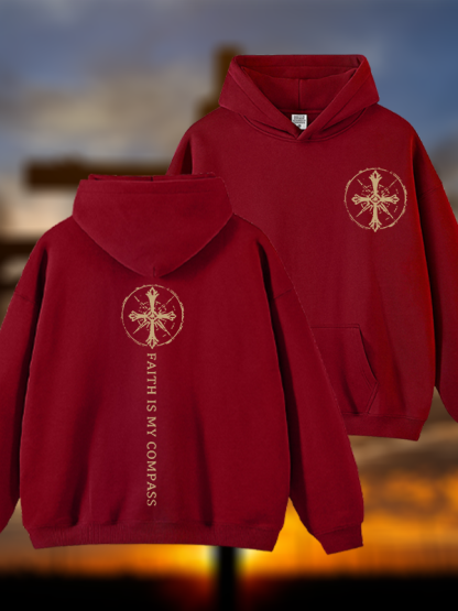 Faith Is My Compass Jesus God Christian Plush Fleece-Lined Hoodie