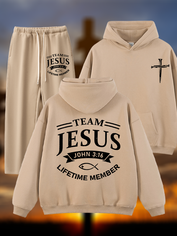 Jesus Team Jesus God Christian Plush Fleece-Lined Hoodie Set