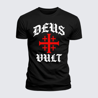 Deus Vult Jesus God Christian  – Luxe Mercerized Interlock Cotton Tee