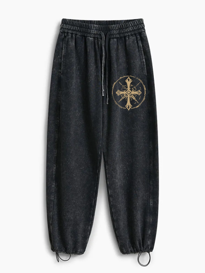 Faith Is My Compass Jesus God Christian Washed Sweatpants