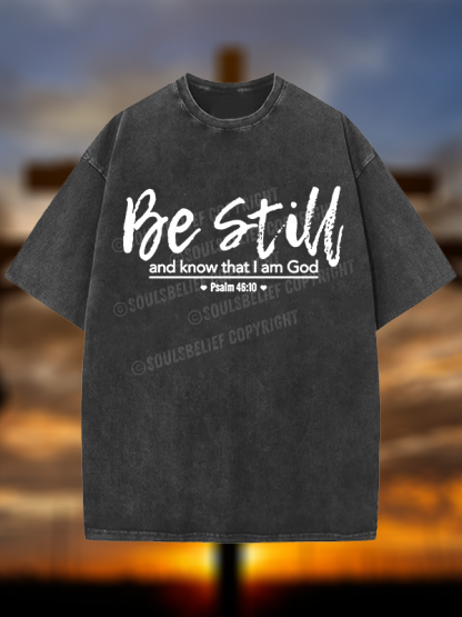 Psalm 46:10 Christian Washed T-Shirt