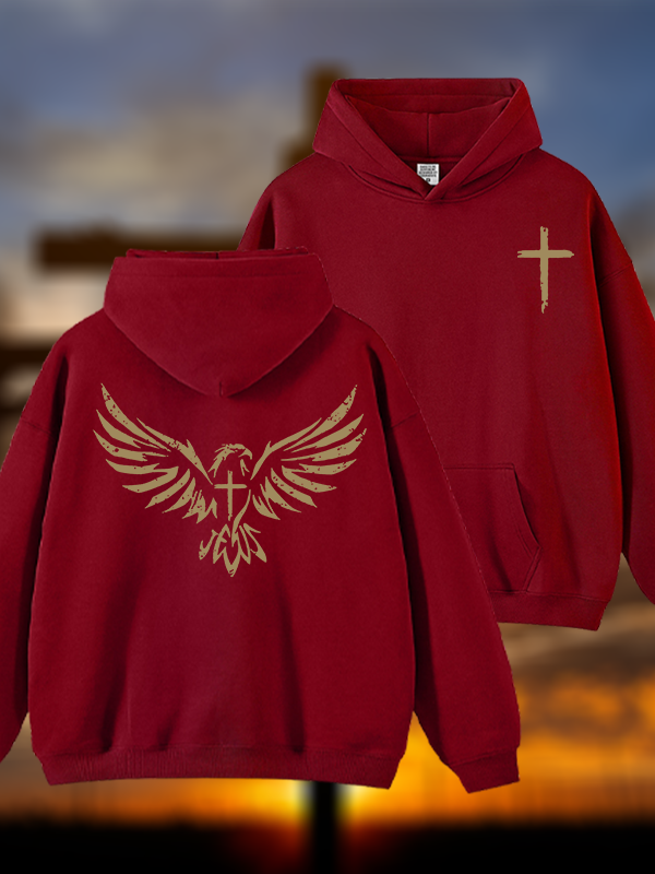 Wings Like Eagles Jesus God Christian Plush Fleece-Lined Hoodie
