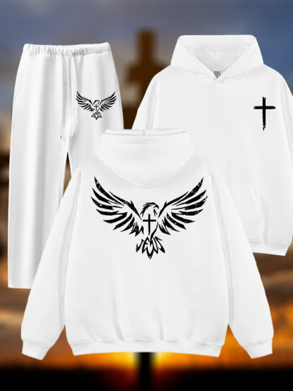 Wings Like Eagles Jesus God Christian Plush Fleece-Lined Hoodie Set