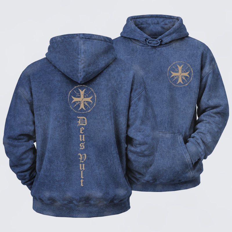 Washed Hoodie - Deus Vult
