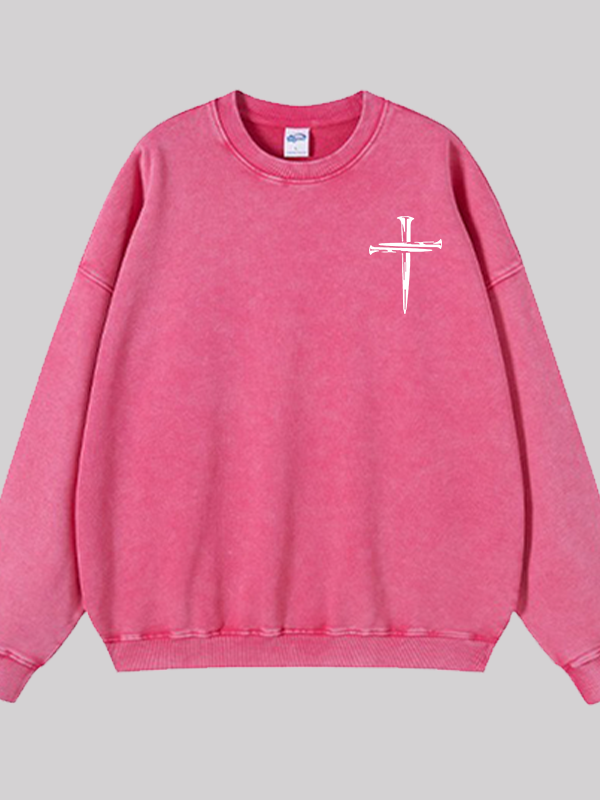 Cross Jesus God Christian Washed Sweatshirt