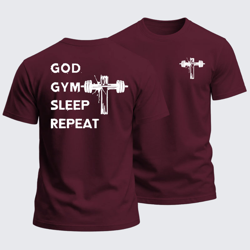 Heavyweight Cotton Tee -God Gym Sleep Repeat